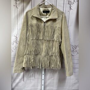 Avanti Beige Fringed Leather Suede Western Vintage 3x Jacket